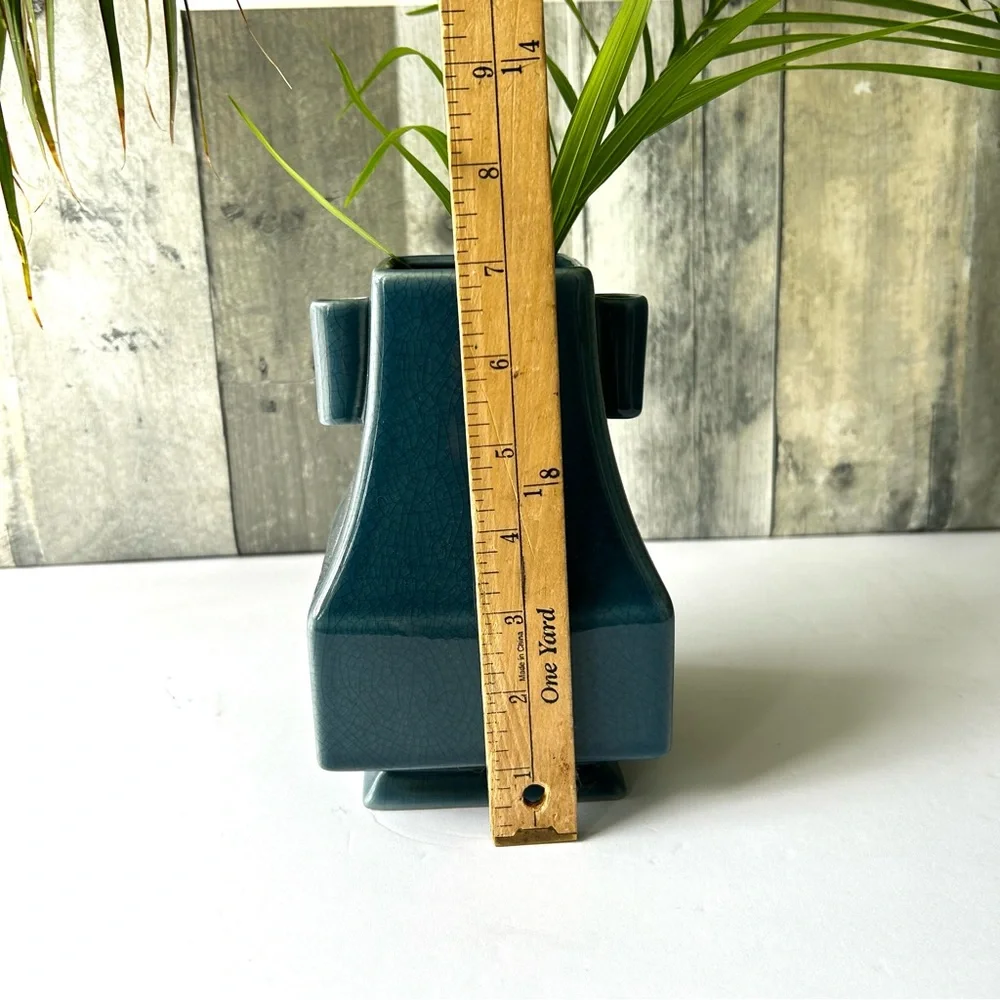 🌴 Elegant West Elm One-of-a-Kind Rare Serene Jade Blue Ceramic Vase